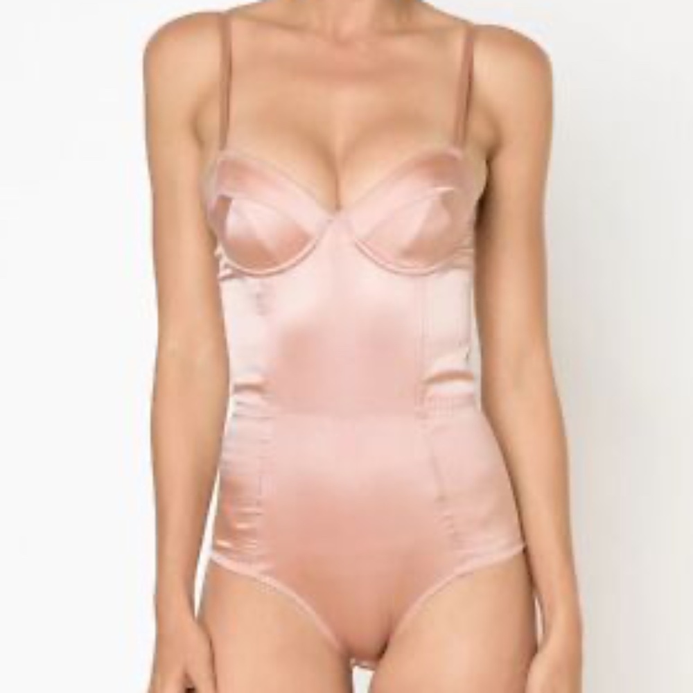 Fleur du Mal Pink Satin Bodysuit